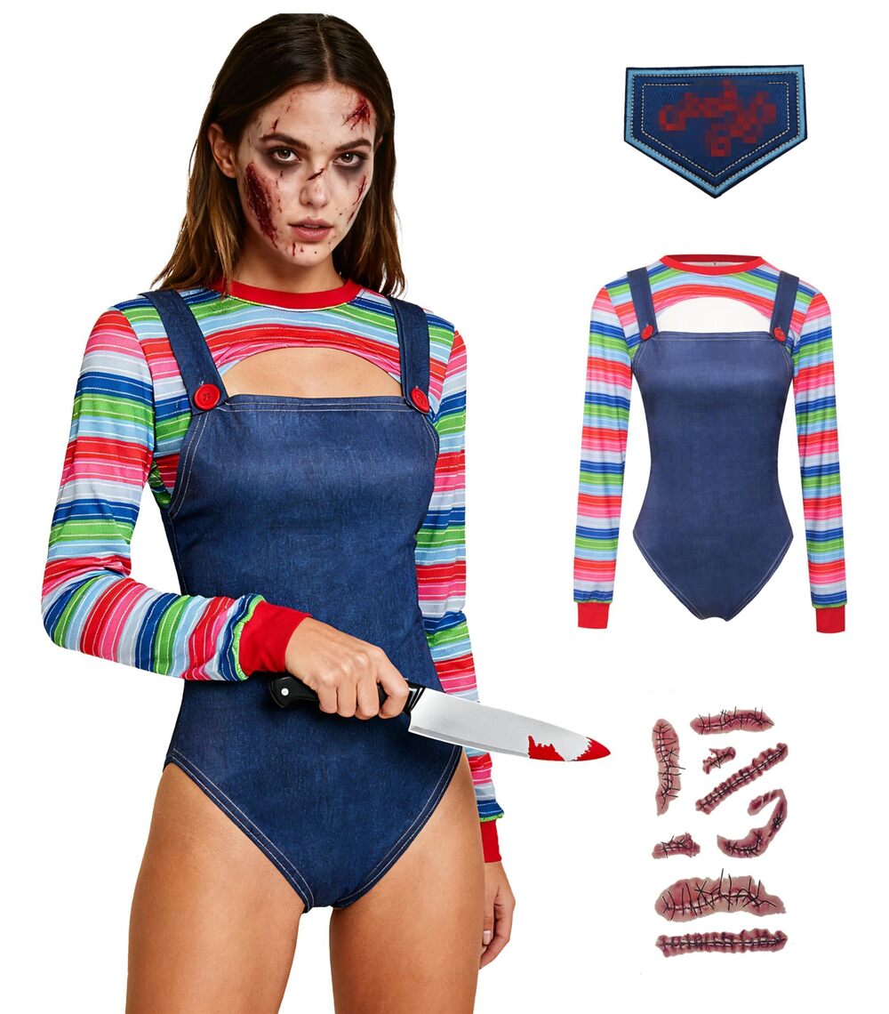 1963 Halloween 4 Pcs Costume Set Rainbow Stripe Long Sleeve Shirt